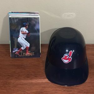 Retro Cleveland Guardians Indians Trading Cards and Mini Souvenir Helmet
